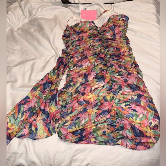 Amanda Uprichard Anja Strapless Ruched Mini Dress Paradiso Large NWT - Picture 6 of 14